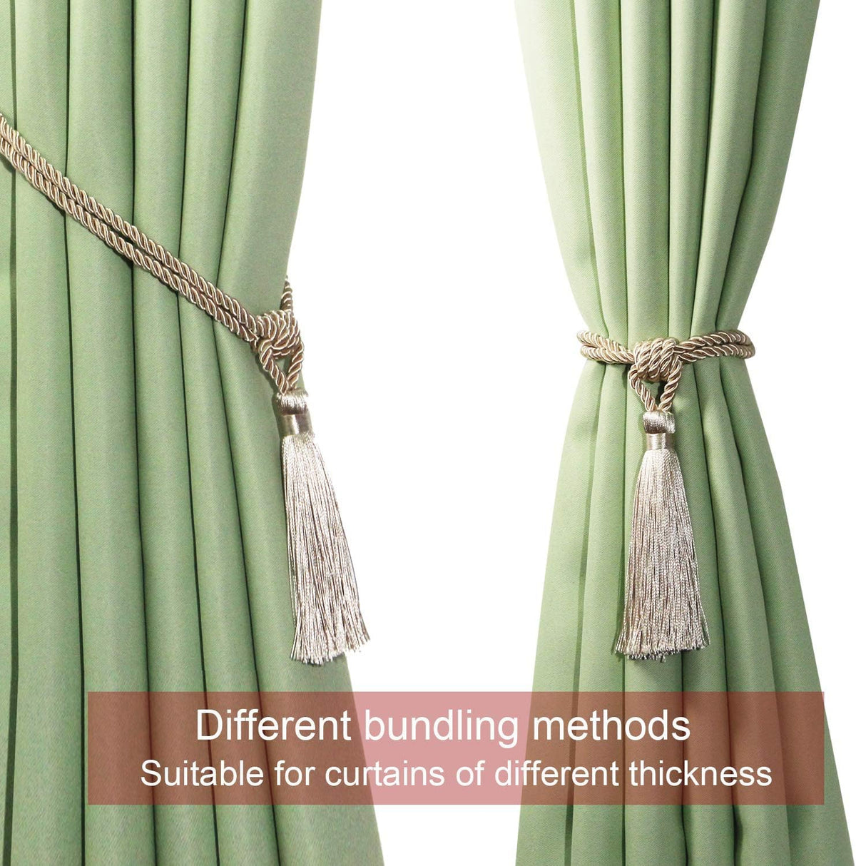 4 Pack Curtain Tiebacks Handmade Tassel Rope Curtain Holdbacks