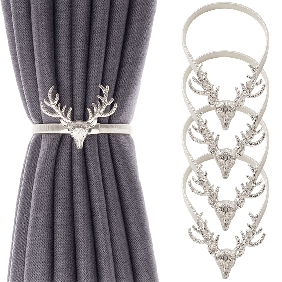 4Pack Curtain Tiebacks Aluminum Alloy Spring Design Curtain Holdback Leaf Carving Design Curtain Ties for Drapes Curtain Ties Backs Curtain Modern Style Curtain Holdback Decor(Gold Leaf)