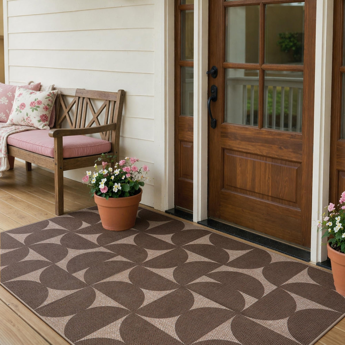 Lahome Modern Rainbow Easy Jute Carpet, Washable 5x7 Area Rugs for Living Room Patio Black Farmhouse Indoor Outdoor Rugs, Contemporary Natural Non Slip Floor Carpet for Office RV Backyard