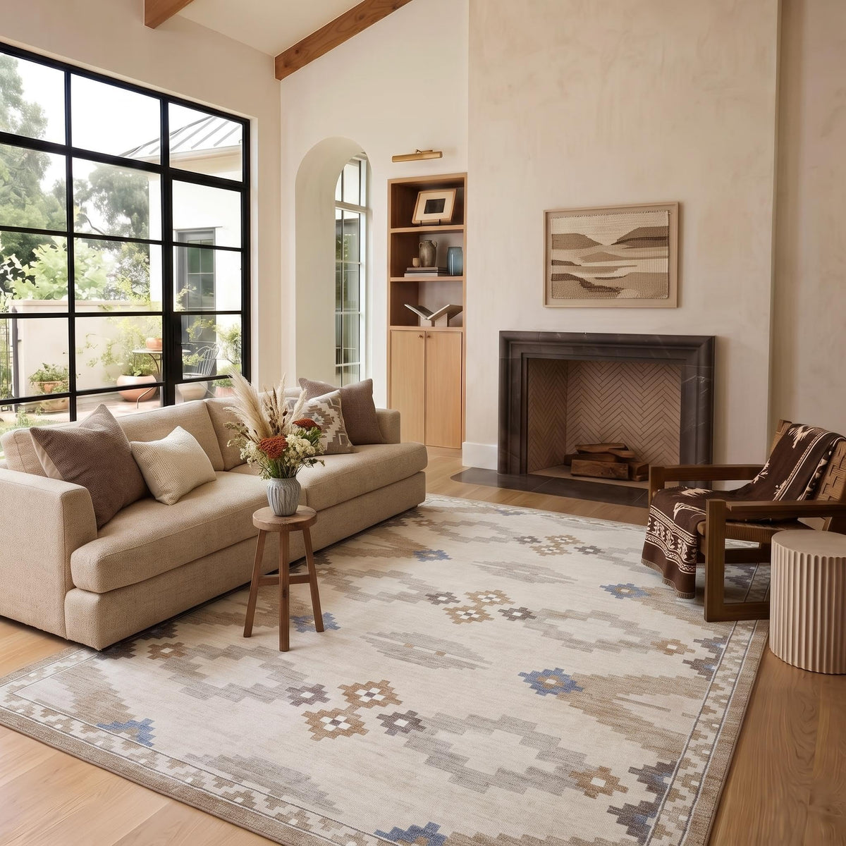 GarveeHome Modern Geometric Bedroom Washable 4x6 Small Living Room Rugs