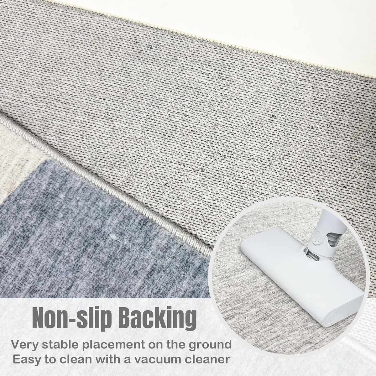 8x10 Geometric Washable Area Rug, Rugs for Living Room, Blue Grey