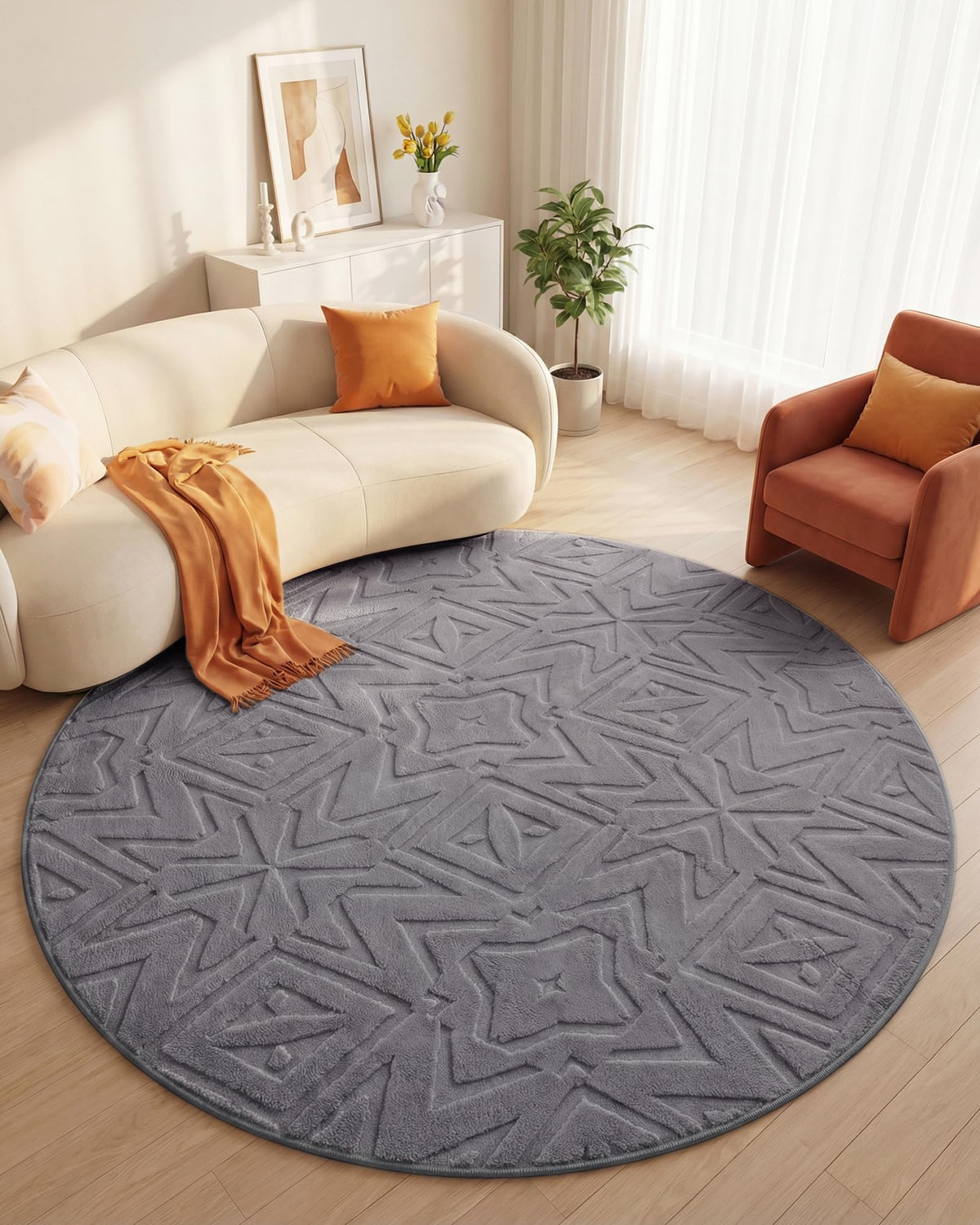 Carvapet 5x7 Area Rug Beige Modern Geometric Maze Washable Carpet