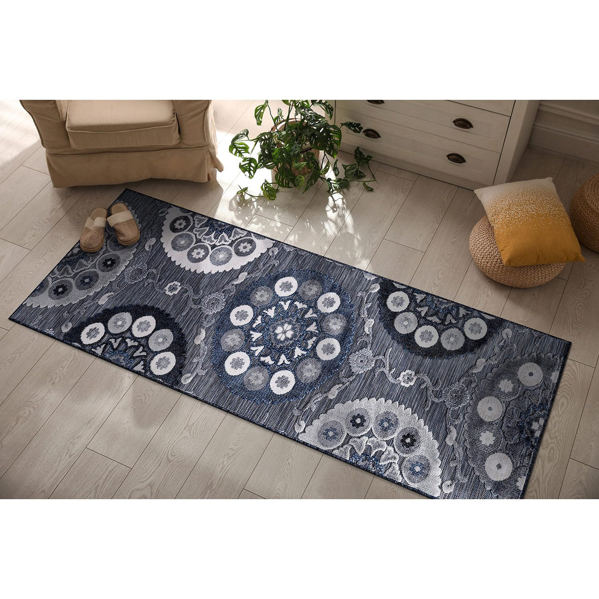 CAMILSON Indoor Outdoor Rug, Multicolor 6x9 Geometric Arch Striped Area Rugs for Patio and Home Areas, Easy-Cleaning Non-Shedding Living Room, Garden and Deck Washable Outside Carpet (6 x 9)