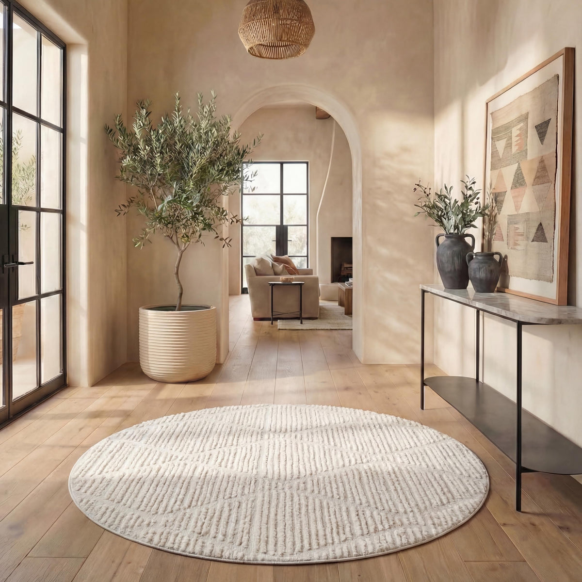 SAFAVIEH Area Rug 8x10 - Marrakesh Collection - Large - Beige, Moroccan Trellis Design with Tassel Detail, Non-Shedding & Easy to Clean, Ideal for Living Room, Bedroom, Dining Space (MRK517C)