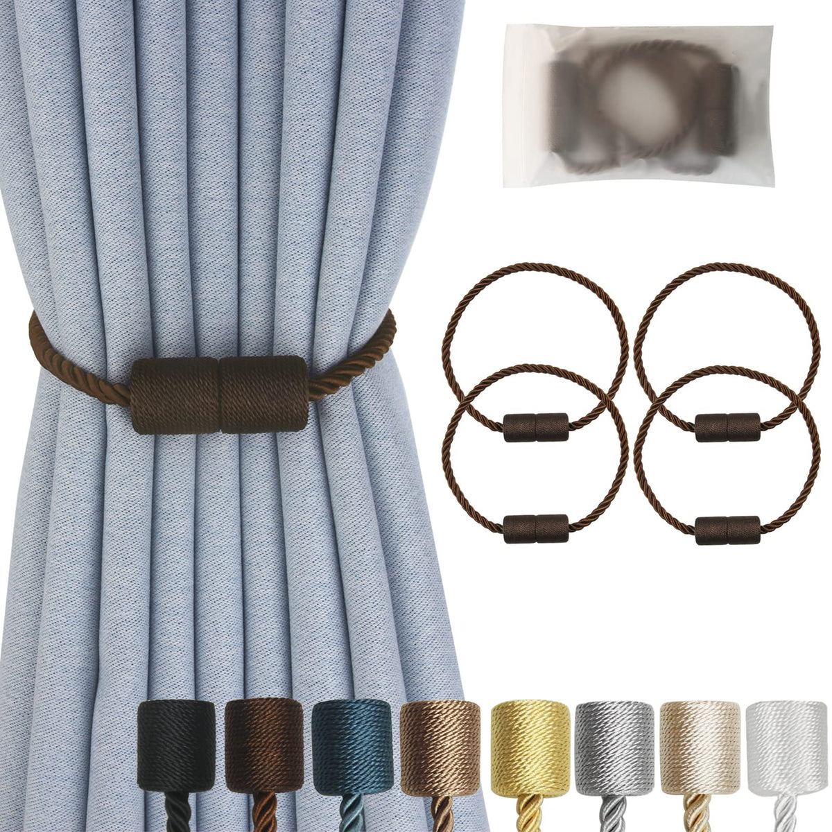 Magnetic Curtain Tiebacks Decorative Holdbacks Rope Tie Back Drapes Hangtty