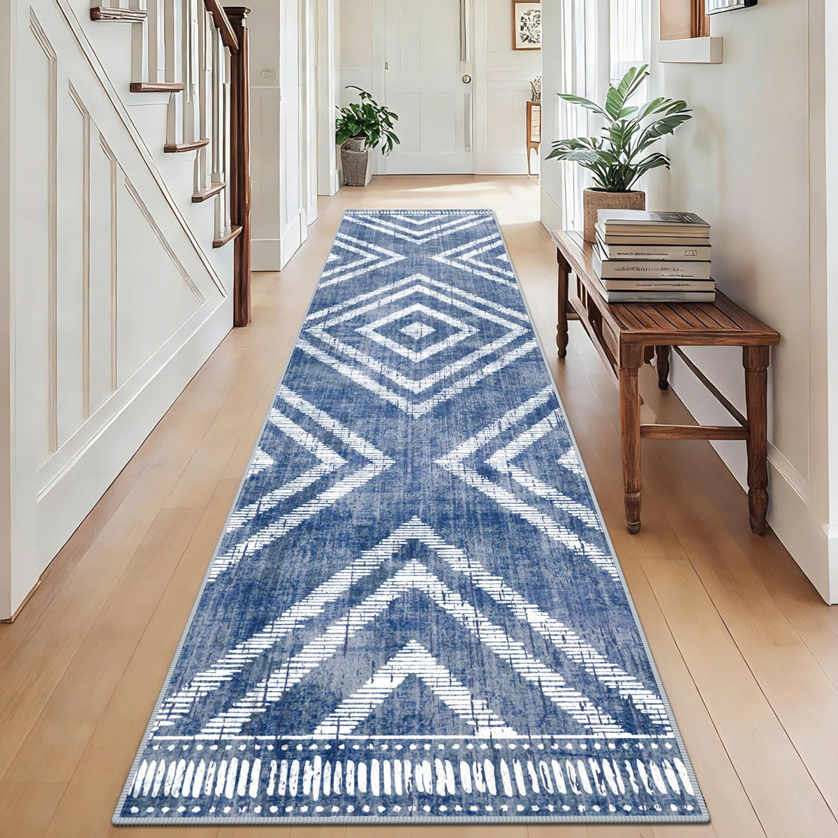 Boho Washable Rugs 5x7ft Non Slip, Low Pile Area Rug for Living Room, Brown Moroccan Bedroom Carpets, Non Shedding Soft Floor Carpet for Dining Room Bathroom Nursery Kitchen Office