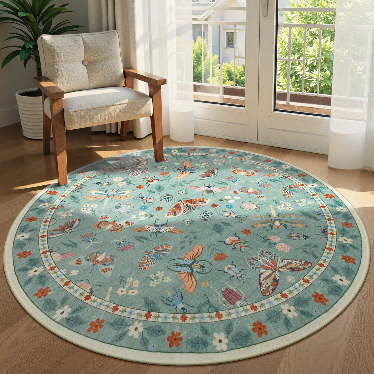 Lahome Insect 5x7 Area Rugs, Soft Bug Washable Rugs for Bedroom Living Room