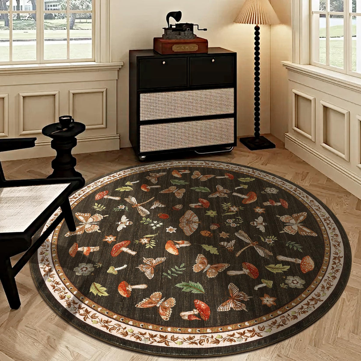 ROYHOME Mushroom Insect Washable Rug 5x7 for Bedroom Living Room Brown