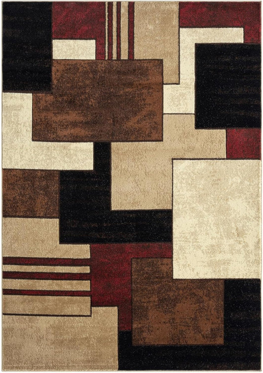 Home Dynamix Tribeca Mason Contemporary Geometric Area Rug, Brown/Red, 7'10"x10'6"