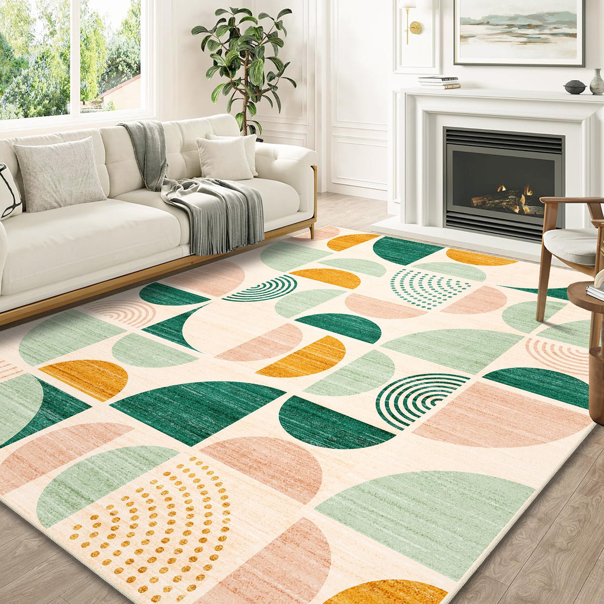 MUJOO 5x7 Area Rugs Washable,Boho Rugs Non Slip Modern Abstract Large