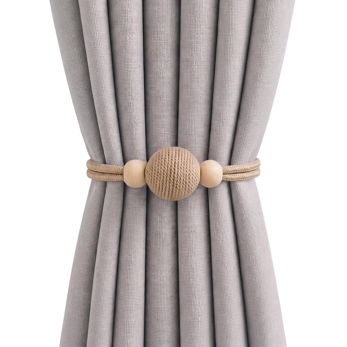 2 Pack Magnetic Curtain Tiebacks, Minimalist Curtain Holdbacks (Brown)