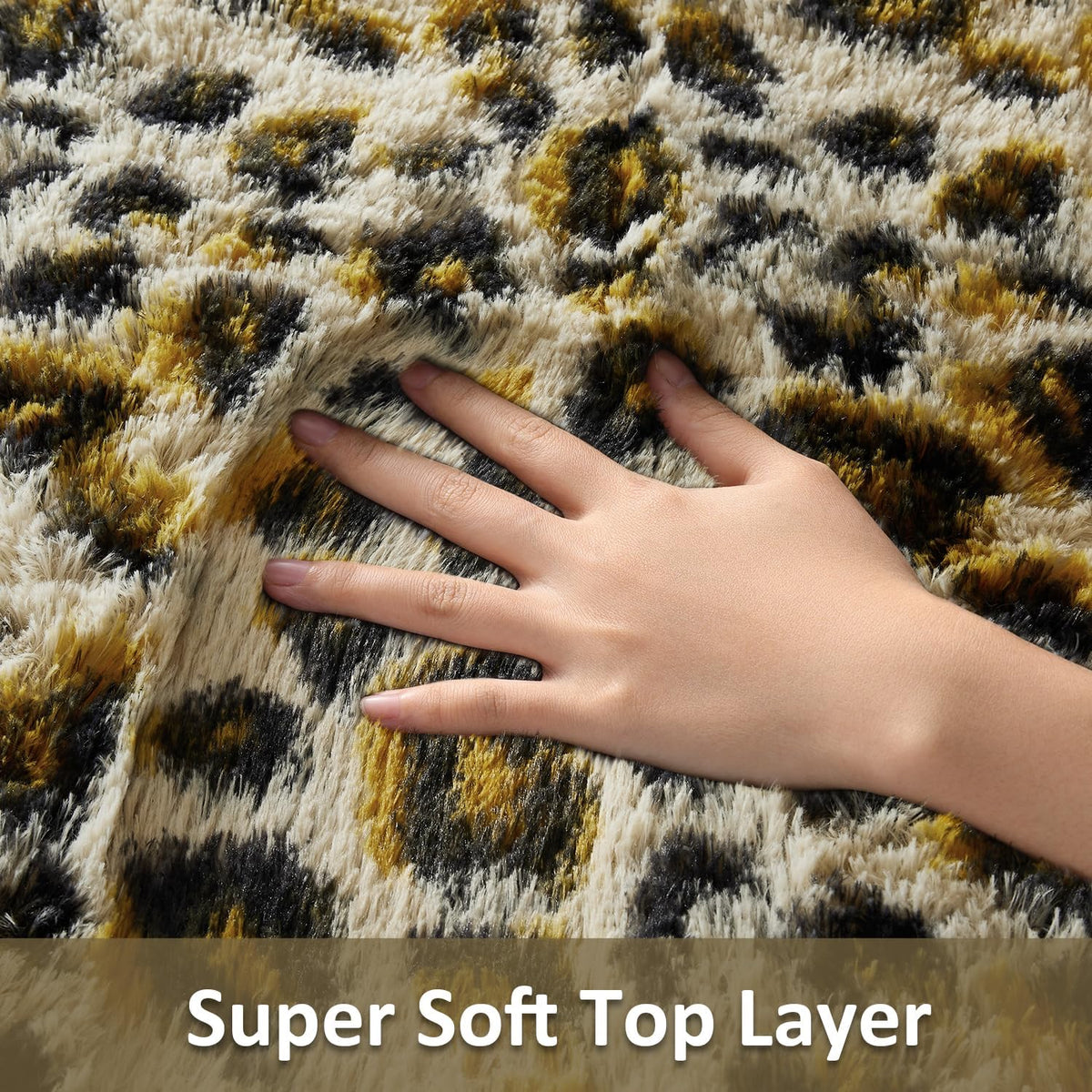 Ophanie Leopard Rugs for Bedroom Living Room, Cheetah Print Rug Fluffy Shag Large Fuzzy Plush Soft Throw,Large Shaggy Floor Faux Animal Throw 4x6 Carpets,Decor Aesthetic with Over 99 pcs Pile fibers