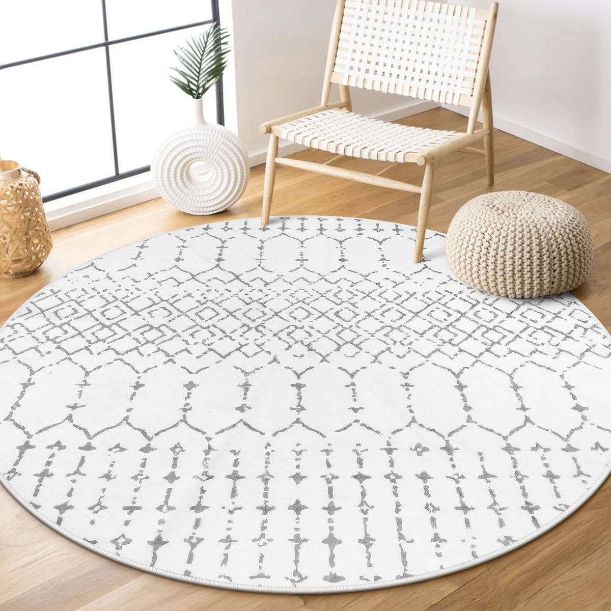 Lahome Moroccan Black Area Rug for Living Room 3x5 Non-Slip Washable Stain Resistant Large Kitchen Rugs Throw Low-Profile Soft Bedroom Carpet Geometric Print Rug for Entryway Dining Room Hana