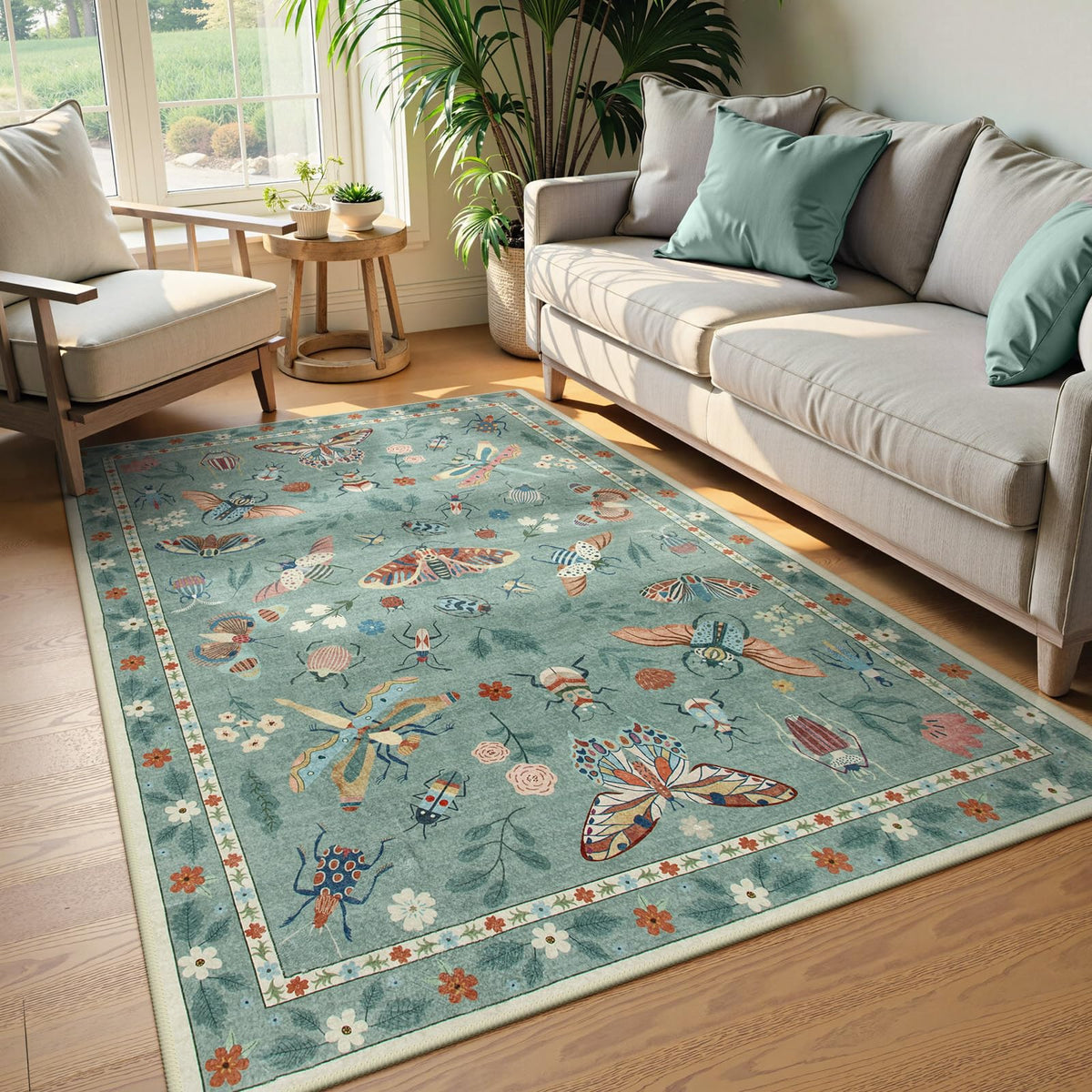 Lahome Insect 5x7 Area Rugs, Soft Bug Washable Rugs for Bedroom Living Room