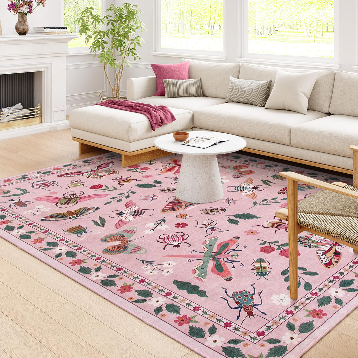 Lahome Insect 5x7 Area Rugs, Soft Bug Washable Rugs for Bedroom Living Room
