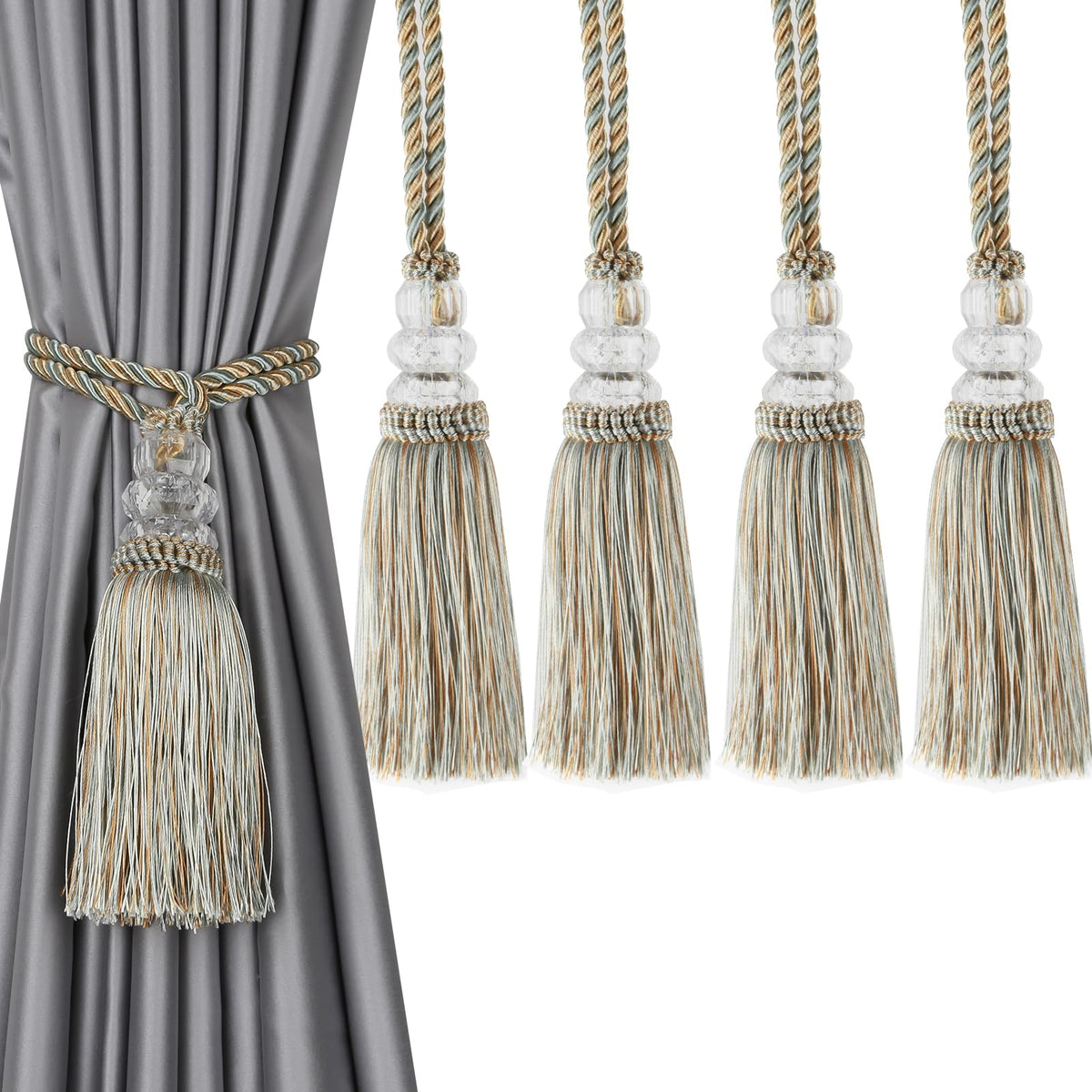 2 Pack Curtain Tiebacks with Tassel, White
