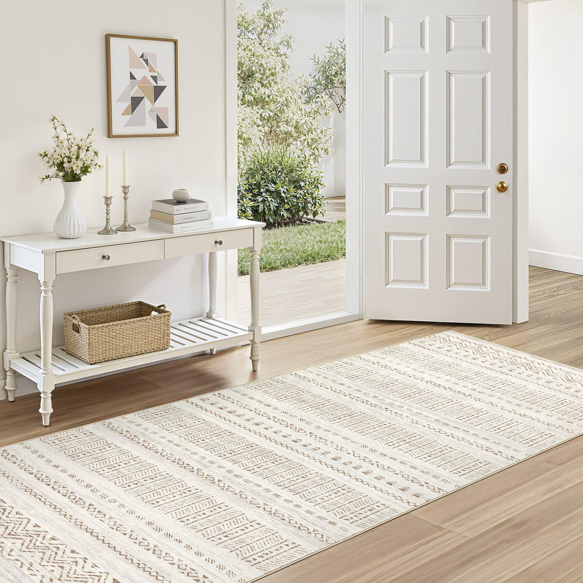 cotiled 6x9 Area Rugs for Living Room: Boho Washable Rug for Dining Room