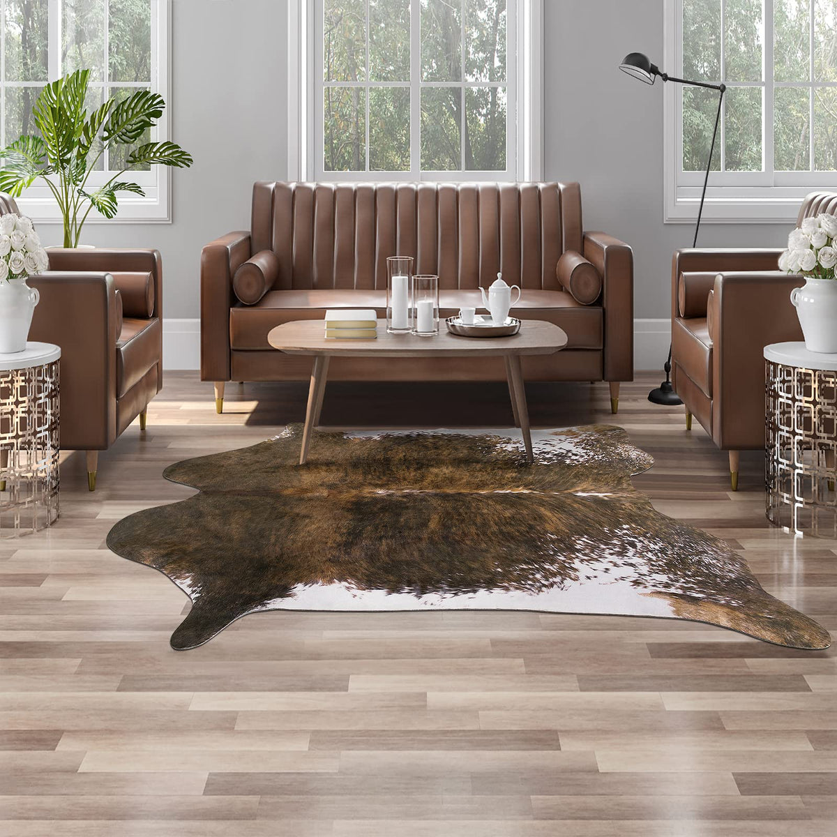 AROGAN Premium Leopard Print Rug, Faux Cheetah Rugs, Non-Slip 4.6 x 5.2 Ft