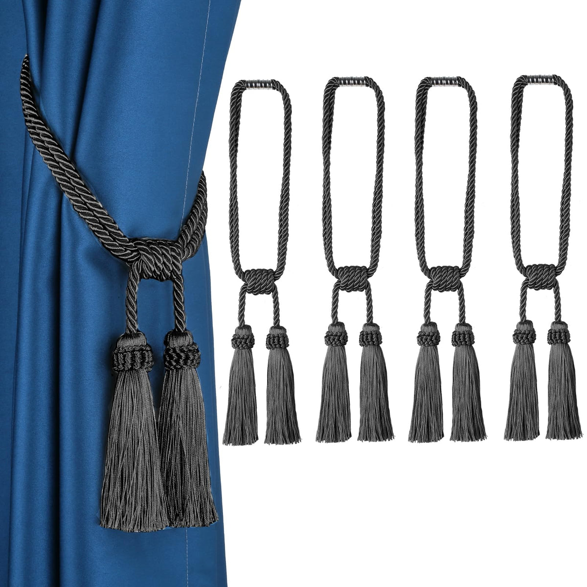 Magnetic Curtain Tiebacks Handmade Tassel Drapery Holdback,2P