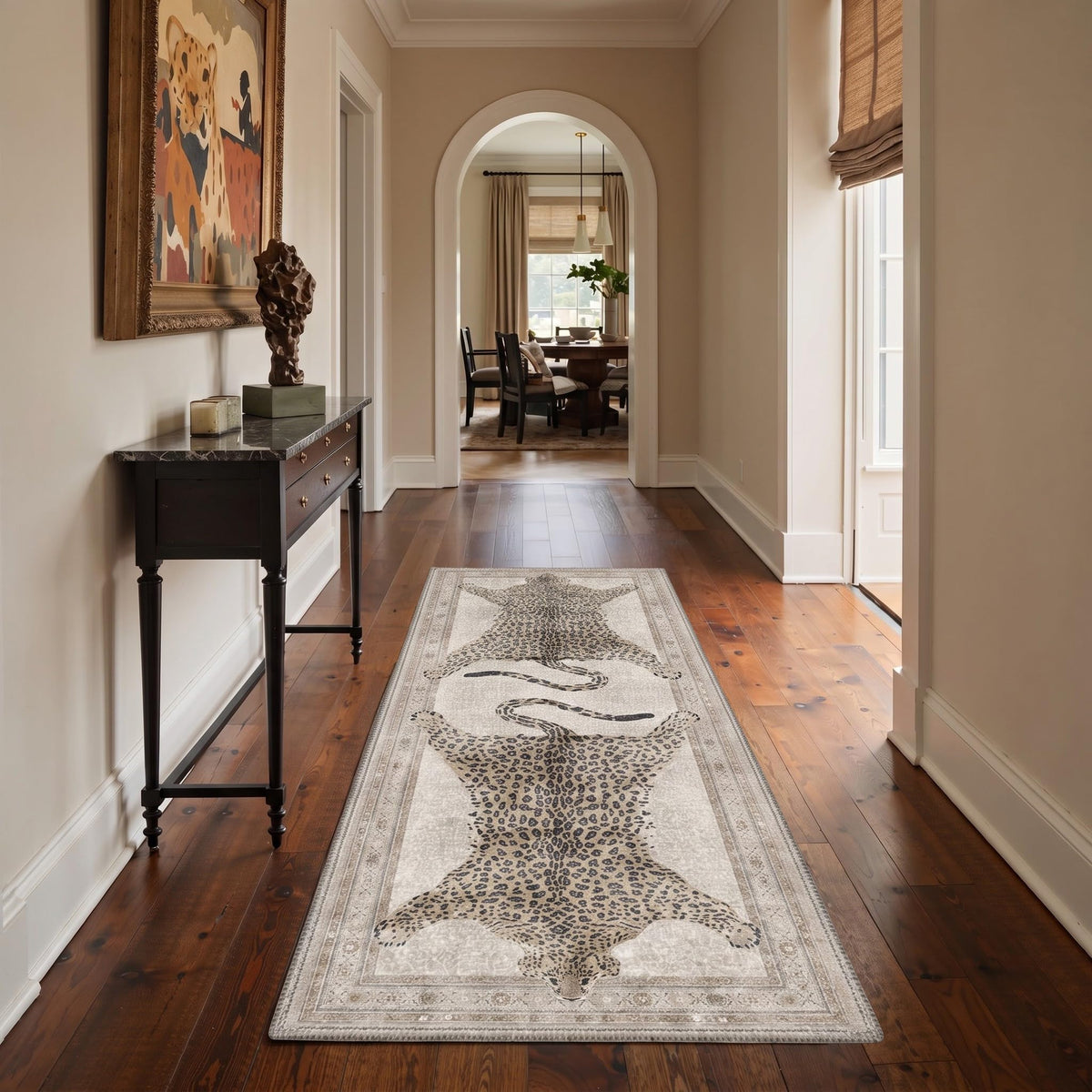 Bavni Leopard Rug 5x7 Cheetah Animal Print Rug Washable Jungle Rugs Blue