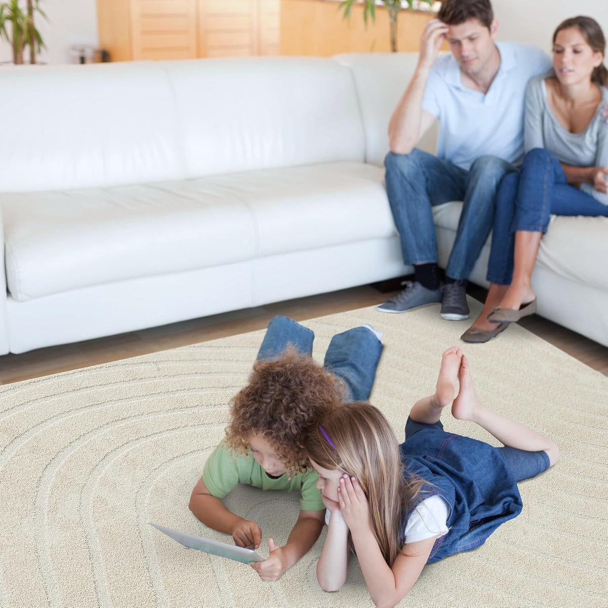 LUXE WEAVERS Modern Geometric Wave Cream 6x9 Area Rug