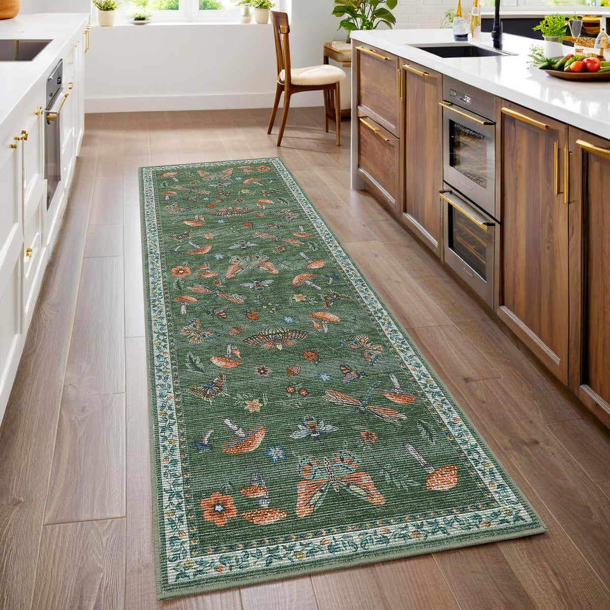ROYHOME Mushroom Insect Washable Rug 5x7 for Bedroom Living Room Brown