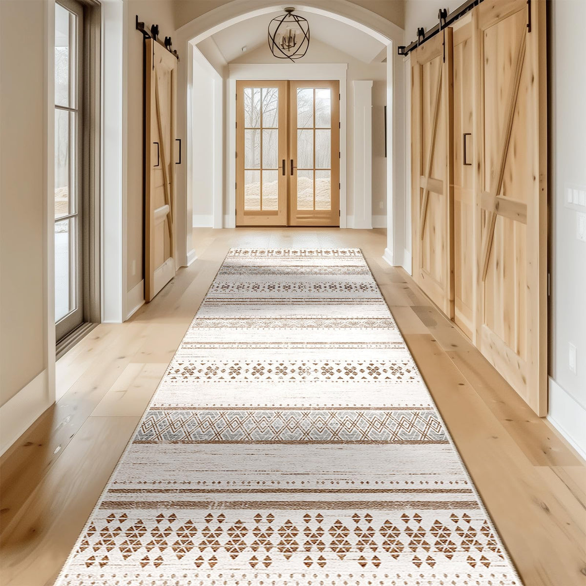 8x10 Washable Area Rugs for Living Room Boho Bedroom Rug Black/Brown
