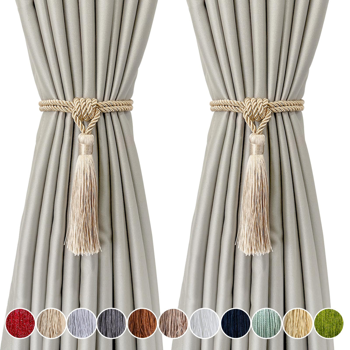 4 Pack Curtain Tiebacks Handmade Tassel Rope Curtain Holdbacks