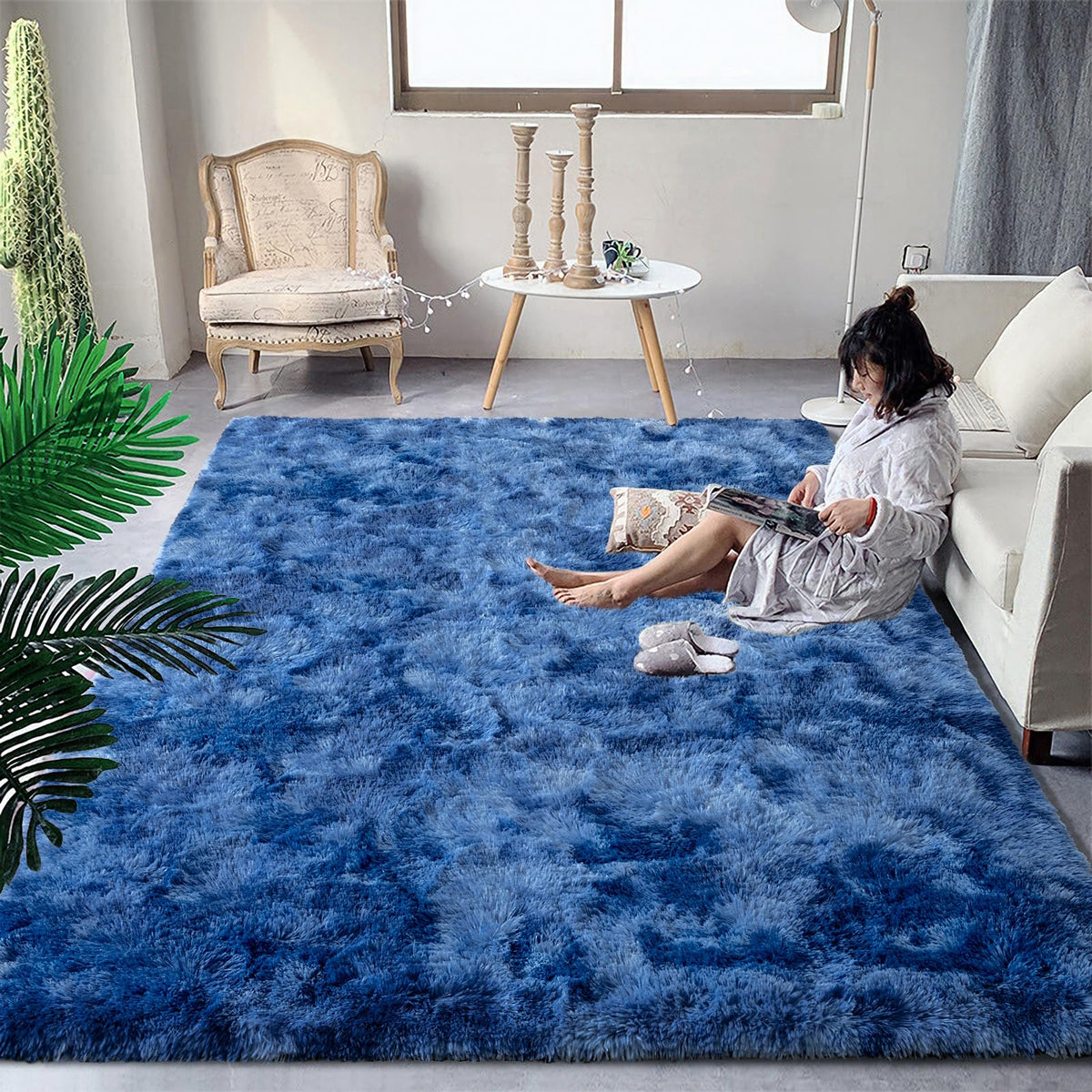 DweIke Fluffy Black White Rugs for Bedroom Living Room, 4x6 Feet Soft Plush Shaggy Cow Hide Print Girls Boys Kids Rug, Non-Slip and Machine Washable Carpet for Dorm Nursery Classroom Decor
