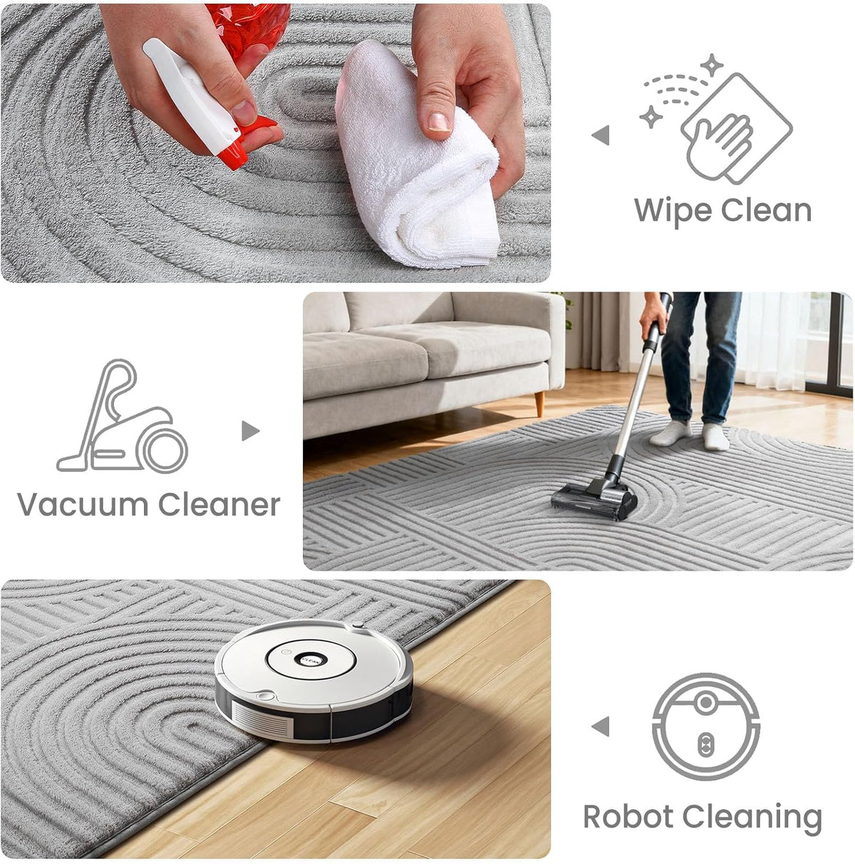 Sour Lemon Area Rugs 9x12 Living Room Bedroom, Grey Rug Large Carpet