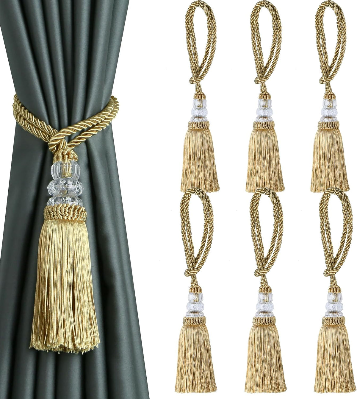 2 Pack Curtain Tiebacks with Tassel, White