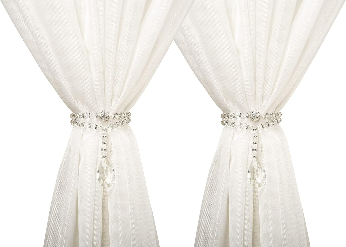 SUQ I OME Luxury Crystal Beaded Magnetic Curtain Tieback, Crystal