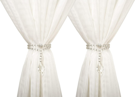 SUQ I OME Luxury Crystal Beaded Magnetic Curtain Tieback, Crystal