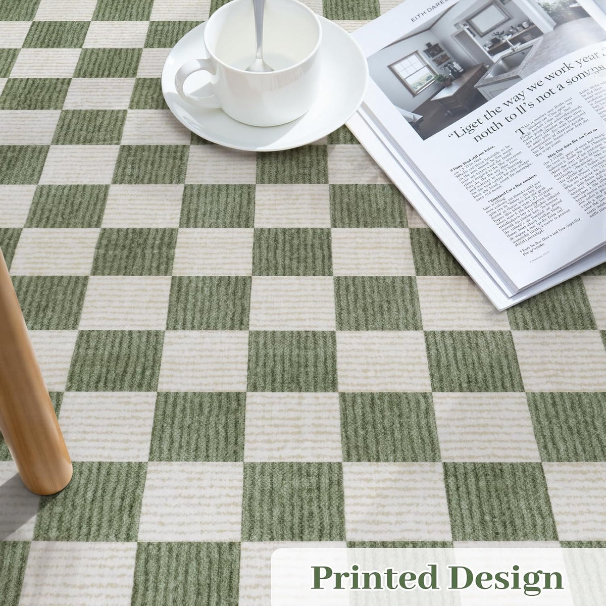 LIVEBOX 8x10 Area Rugs for Living Room, Checkered Non-Slip Washable Rugs, Farmhouse Neutral Classic Geometric Large Boys Area Rug for Bedroom, Carpet for Living Dining Room Office(Sage Green,8'x10')