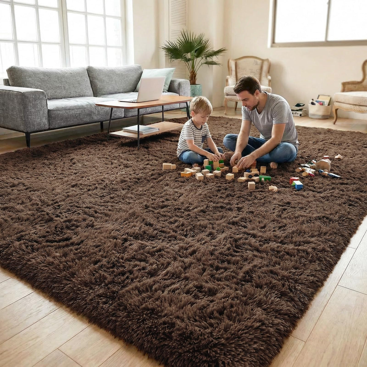 DweIke Fluffy Black White Rugs for Bedroom Living Room, 4x6 Feet Soft Plush Shaggy Cow Hide Print Girls Boys Kids Rug, Non-Slip and Machine Washable Carpet for Dorm Nursery Classroom Decor