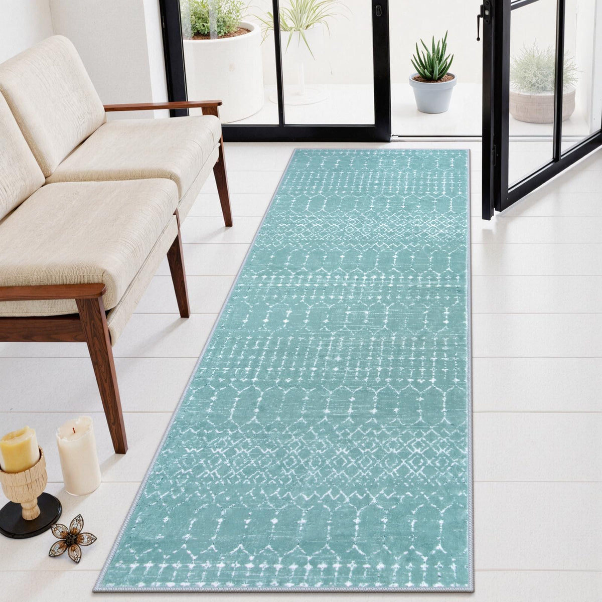 Lahome Moroccan Black Area Rug for Living Room 3x5 Non-Slip Washable Stain Resistant Large Kitchen Rugs Throw Low-Profile Soft Bedroom Carpet Geometric Print Rug for Entryway Dining Room Hana