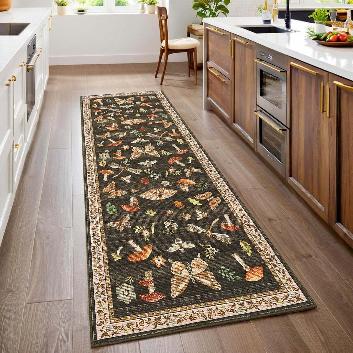 ROYHOME Mushroom Insect Washable Rug 5x7 for Bedroom Living Room Brown
