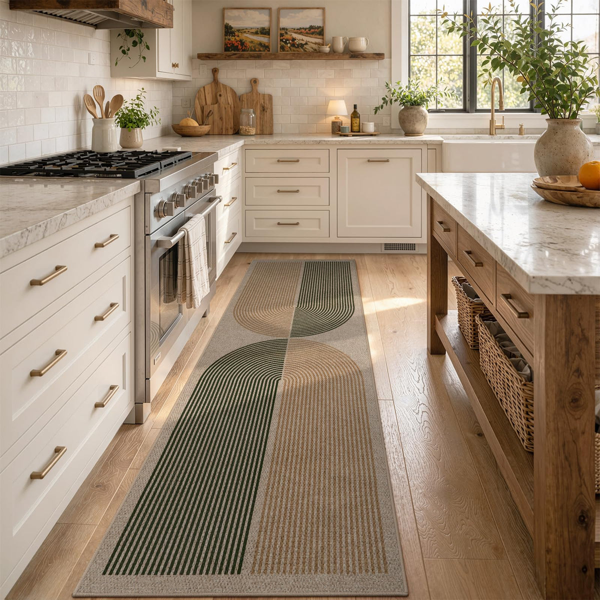 Lahome Modern Rainbow Easy Jute Carpet, Washable 5x7 Area Rugs for Living Room Patio Black Farmhouse Indoor Outdoor Rugs, Contemporary Natural Non Slip Floor Carpet for Office RV Backyard