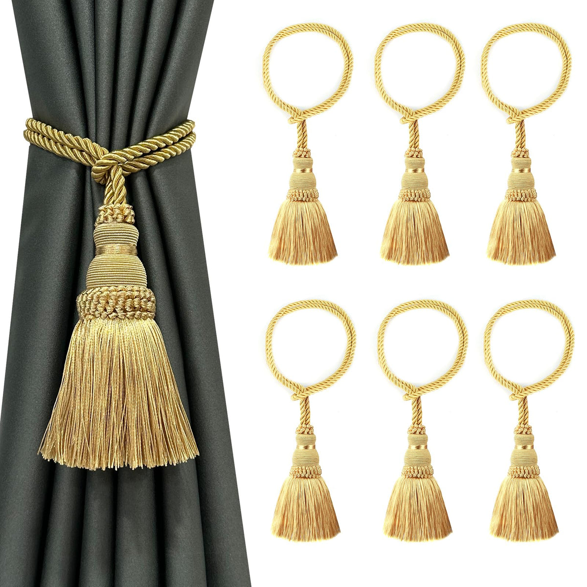 2 Pack Curtain Tie Backs Rope Tassels for Curtain Holdback