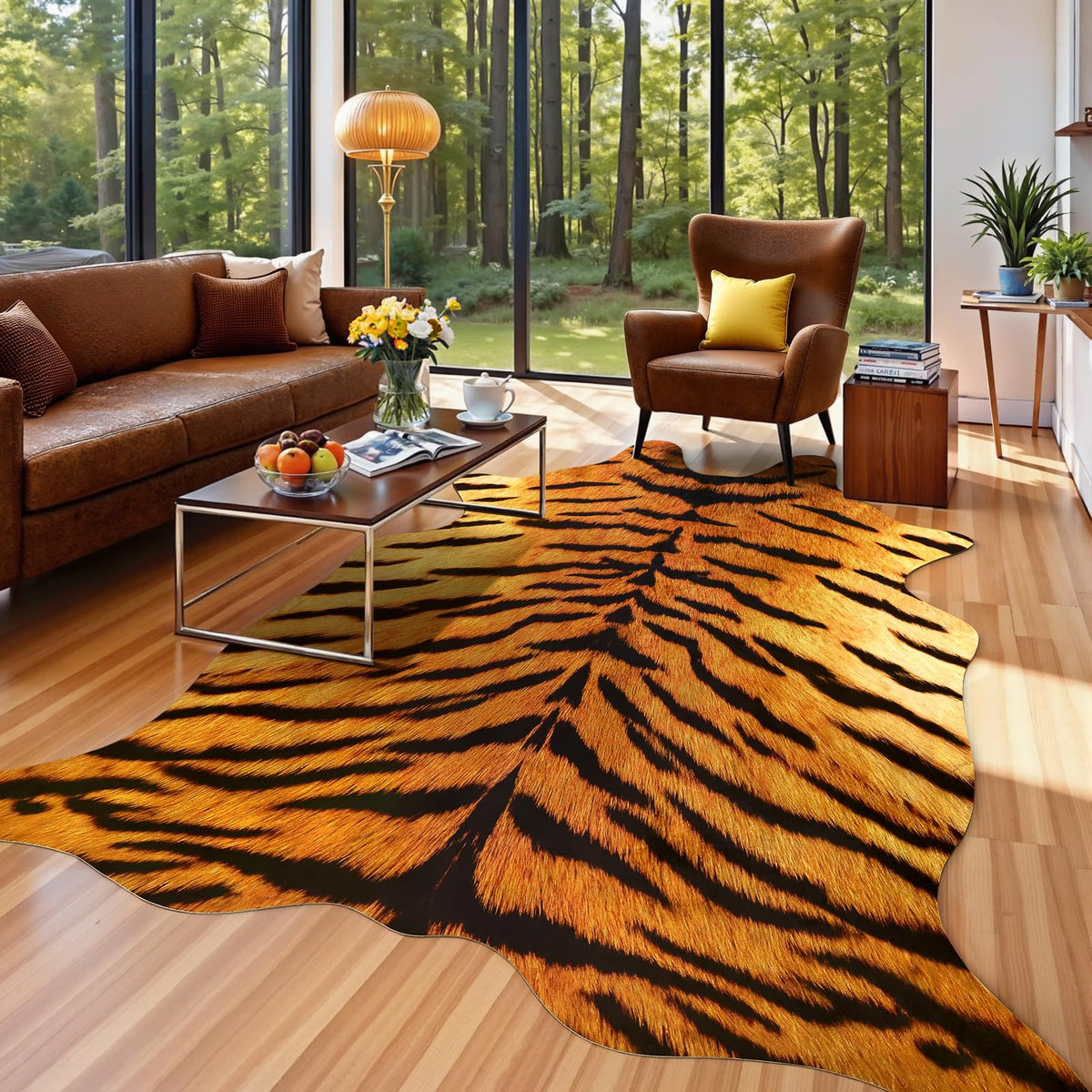 AROGAN Premium Leopard Print Rug, Faux Cheetah Rugs, Non-Slip 4.6 x 5.2 Ft
