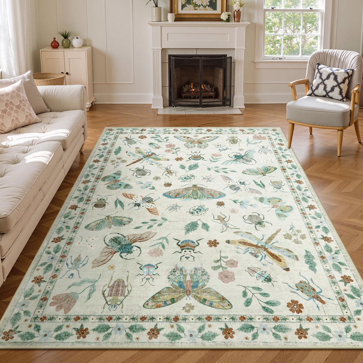 Lahome Insect 5x7 Area Rugs, Soft Bug Washable Rugs for Bedroom Living Room