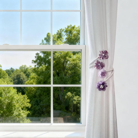 Flower Curtain Tiebacks - 2 Pack No Drill Decorative Holdbacks