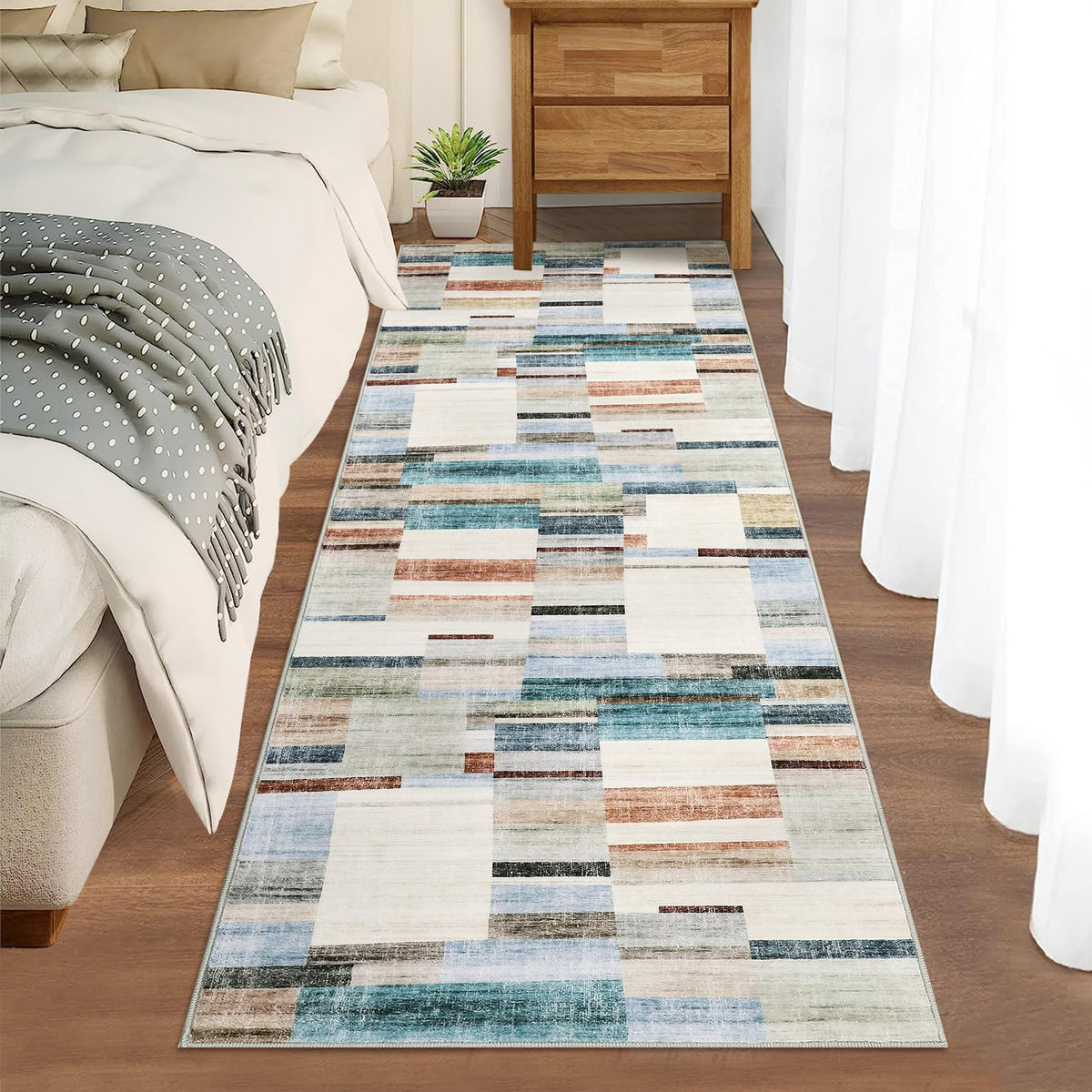 GarveeHome Large Living Room Rugs 8x10 Area Rugs Machine Washable Modern Geometric Neutral Rug Non Slip Low Pile Farmhouse Stain Resistant Carpet for Bedroom Nursery Classroom Dorm 8 ft x10 ft Multi