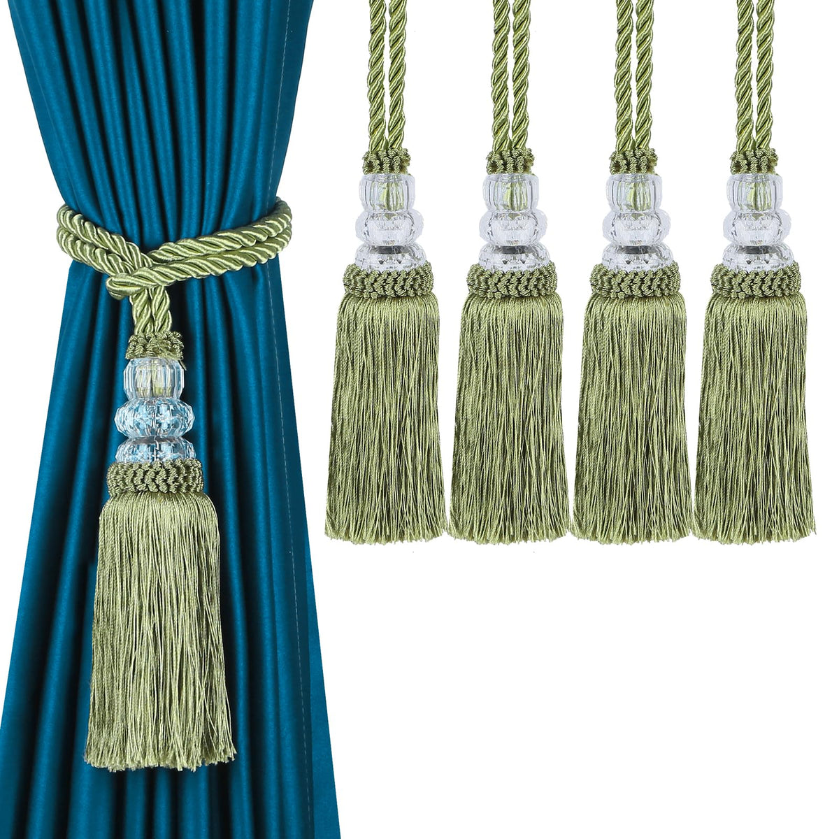 2 Pack Curtain Tiebacks with Tassel, White