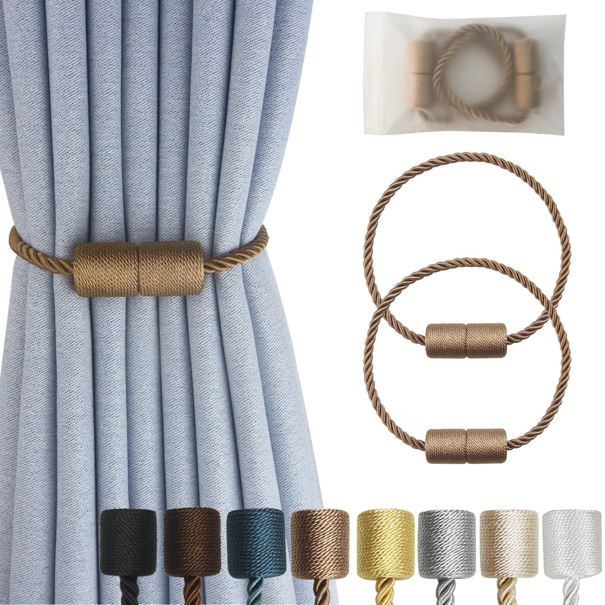 Magnetic Curtain Tiebacks Decorative Holdbacks Rope Tie Back Drapes Hangtty