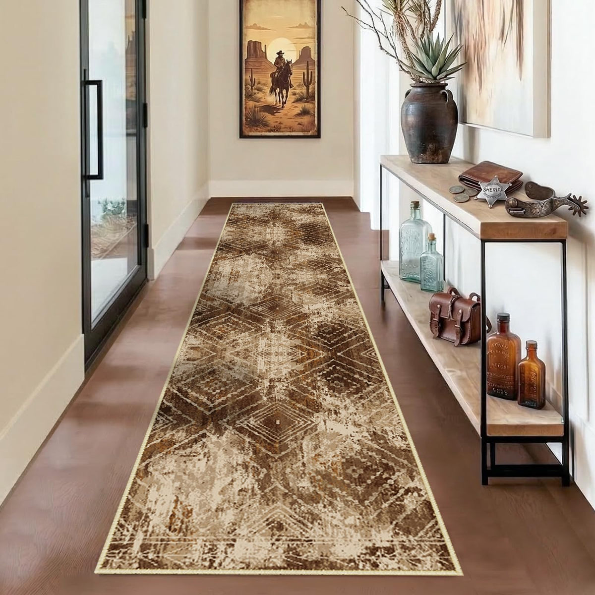 BESTSWEETIE 5'x7' Washable Area Rug for Living Room Bedroom Yellowbrown