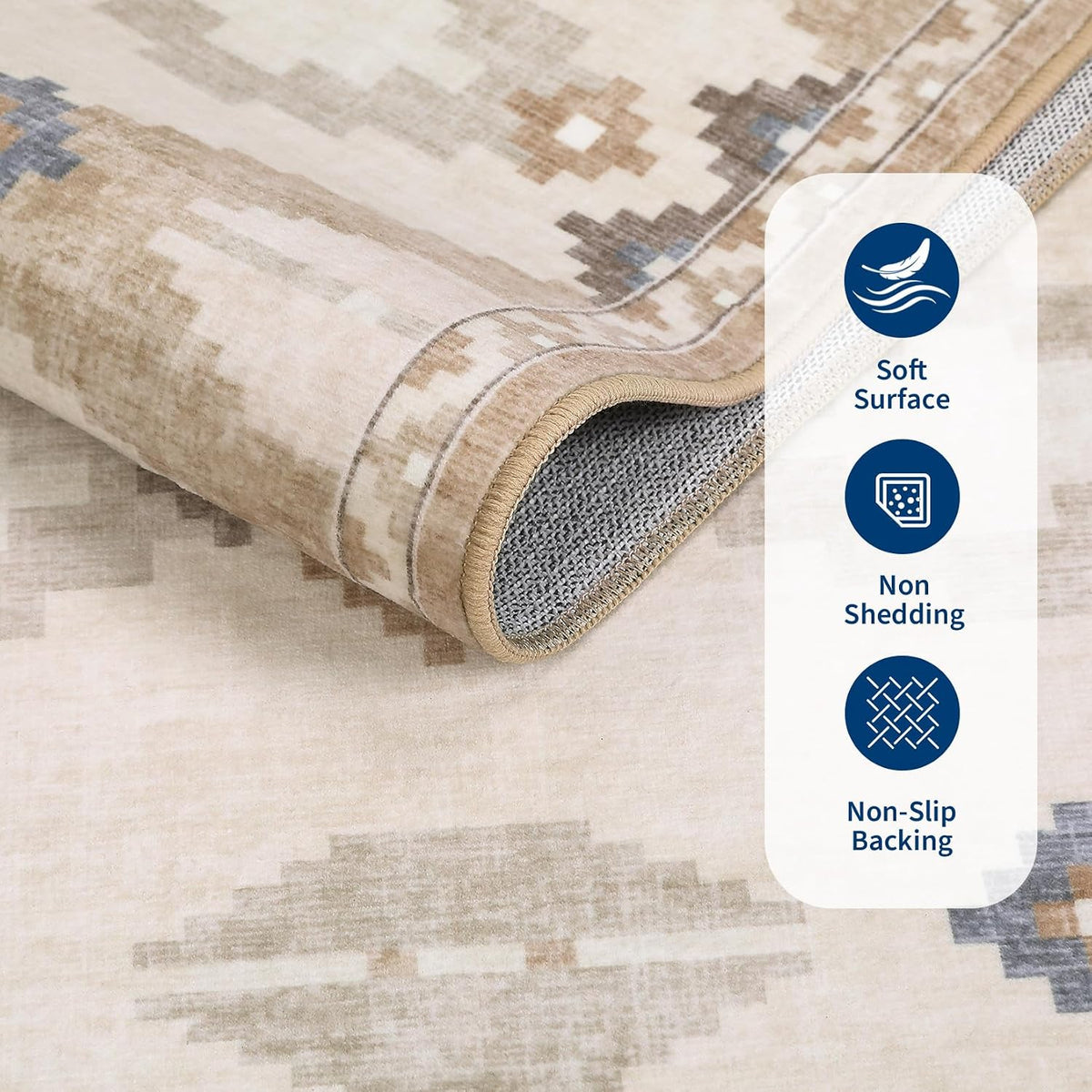 GarveeHome Modern Geometric Bedroom Washable 4x6 Small Living Room Rugs