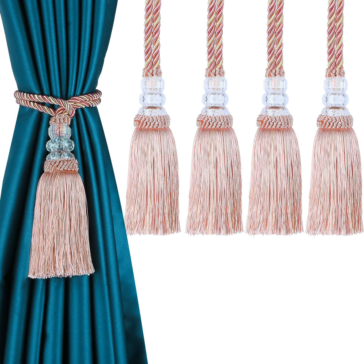2 Pack Curtain Tiebacks with Tassel, White