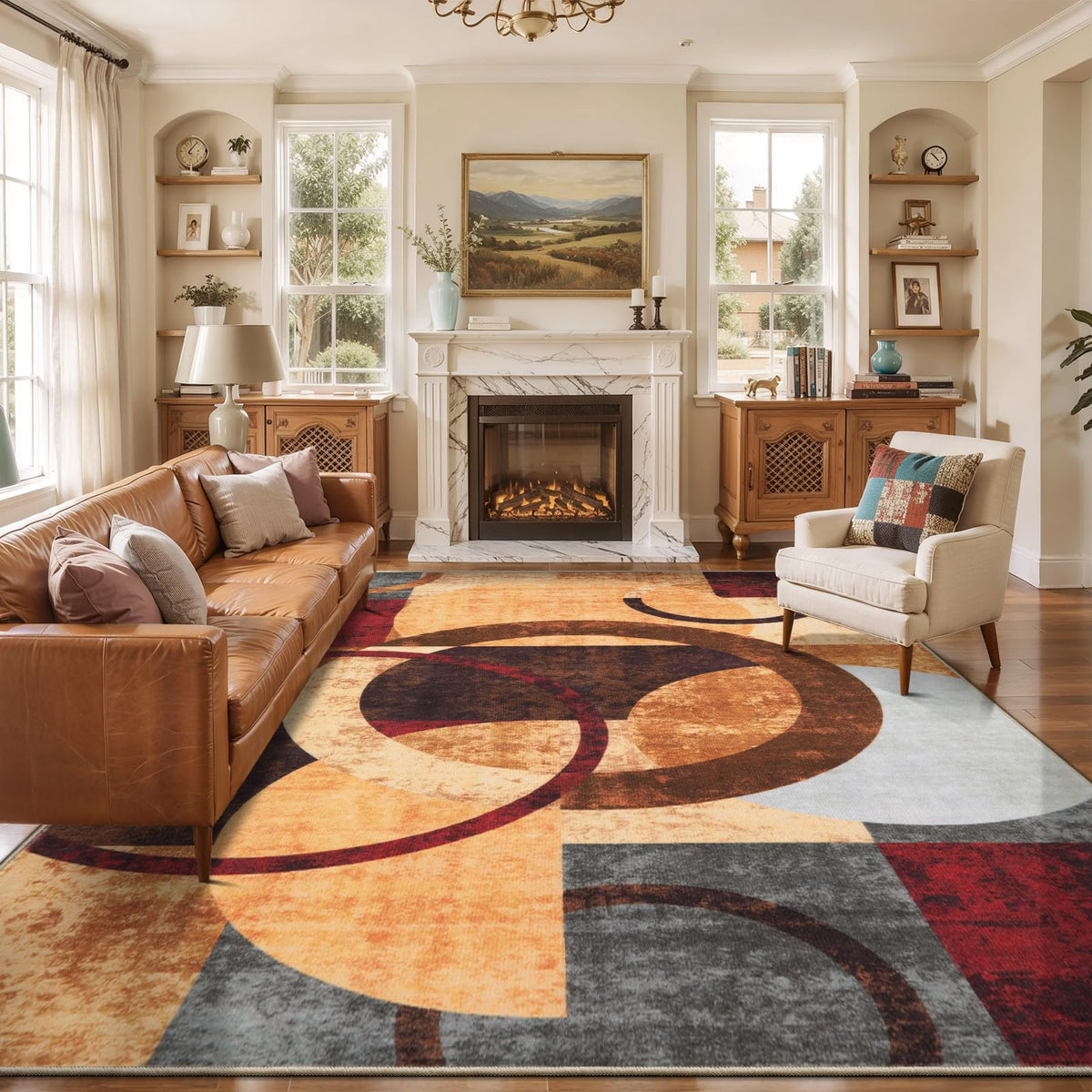 Ciicool 6x9 Area Rug Living Room Rug, Soft Geometric Washable Carpet Brown