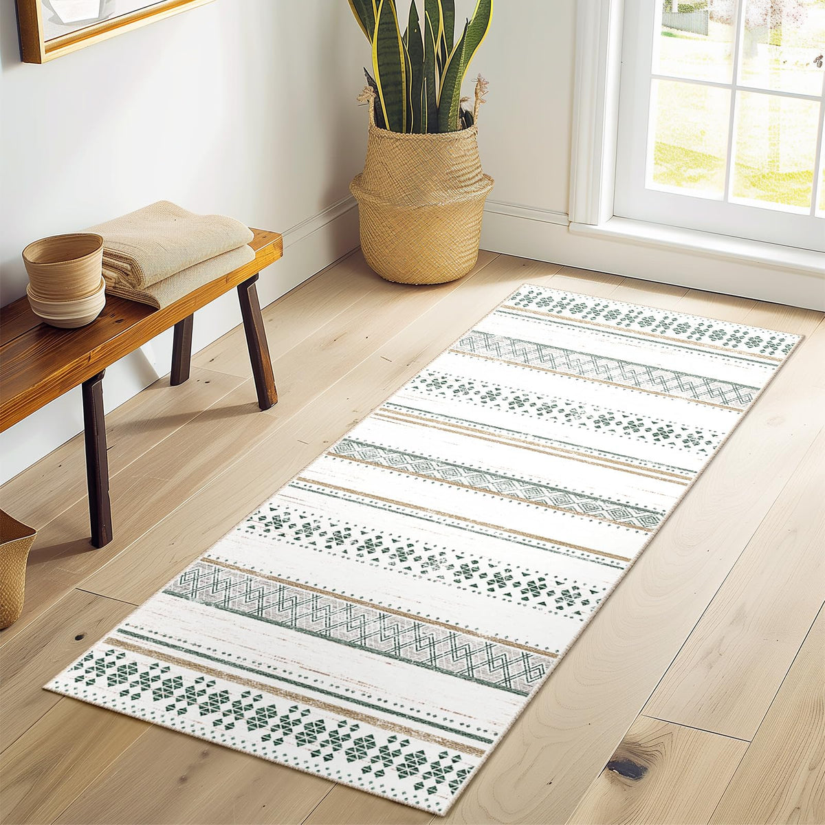 8x10 Washable Area Rugs for Living Room Boho Bedroom Rug Black/Brown